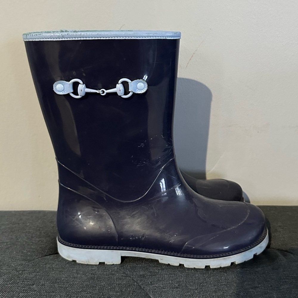 Gucci Kids Children's Blue Rubber Rain Boot w/Horsebit detail